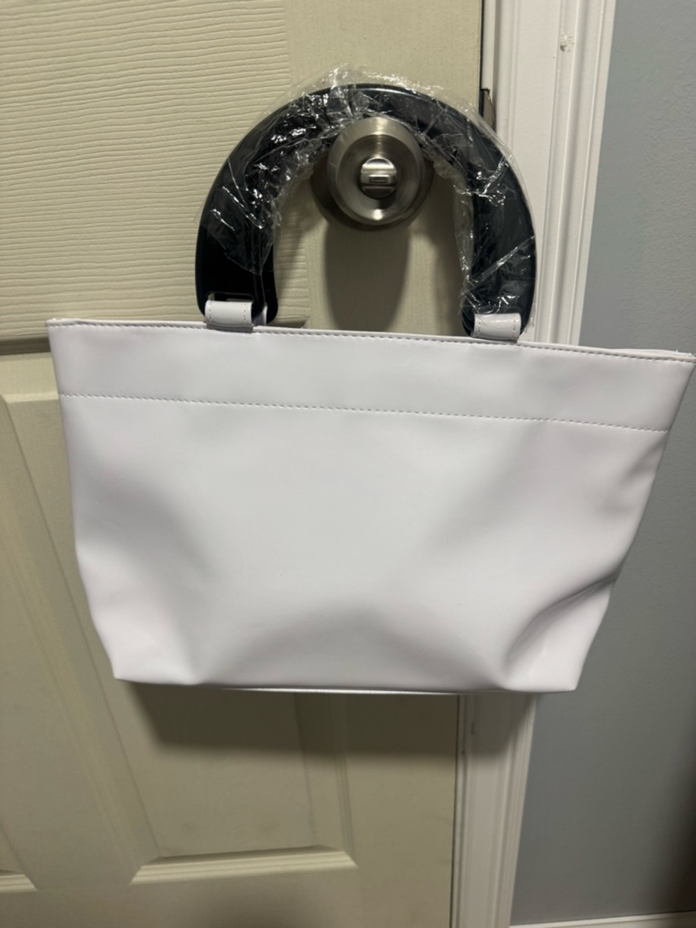 White Neiman Marcus Women's Tote Bag with Black Handles